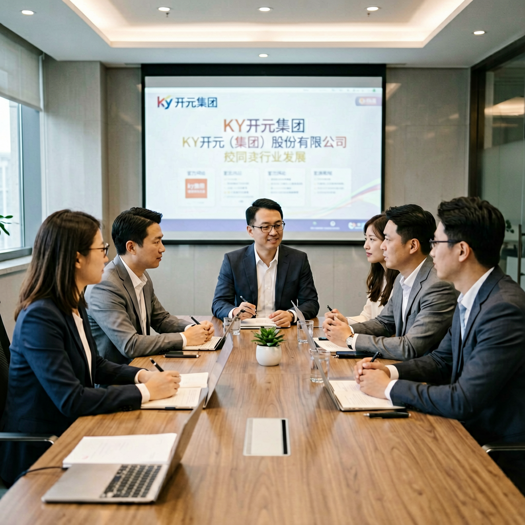 KY开元集团与合作伙伴代表在商务会议中进行战略交流与合作洽谈
